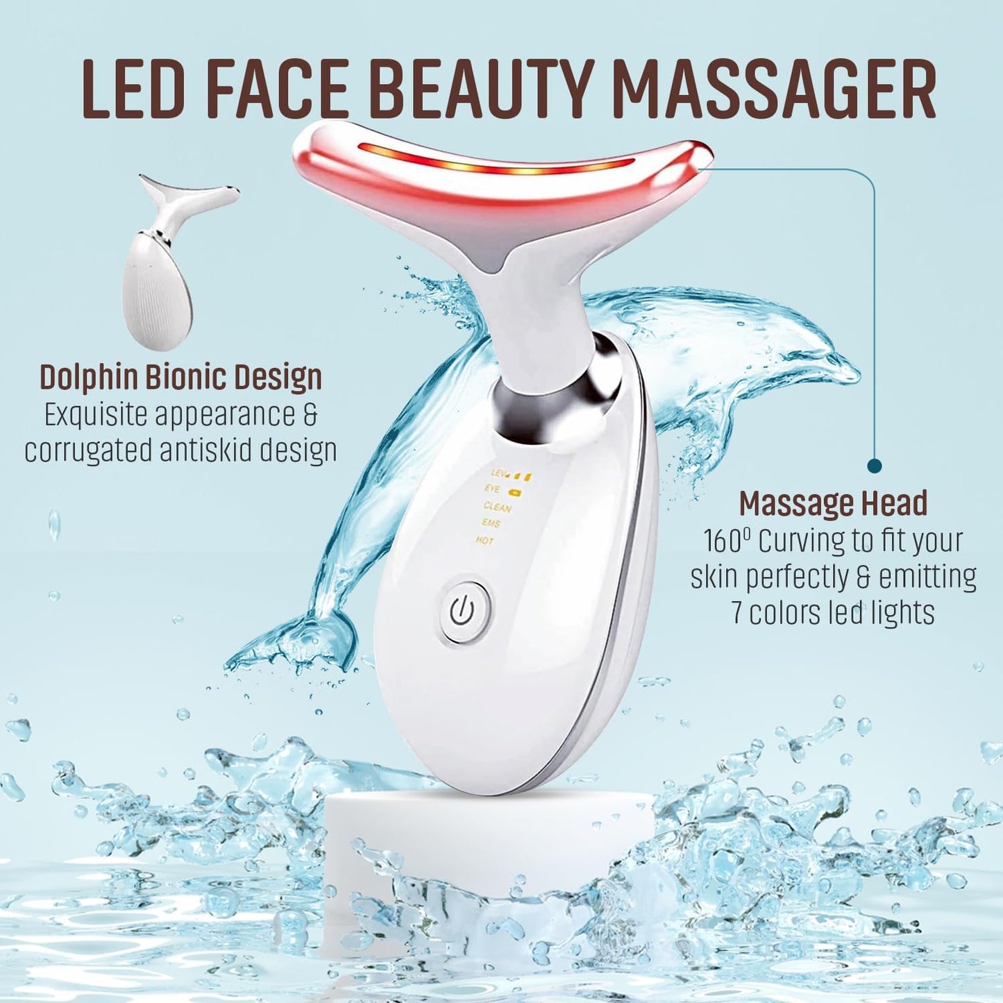 7 Colour LED Face Massager for Skin Tightening, Anti-Aging & Wrinkle Removal, Red Light Therapy, EMS Face Toning, 3 Modes, Portable Skincare Device for Face and Neck