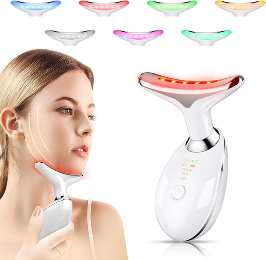 7 Colour LED Face Massager for Skin Tightening, Anti-Aging & Wrinkle Removal, Red Light Therapy, EMS Face Toning, 3 Modes, Portable Skincare Device for Face and Neck